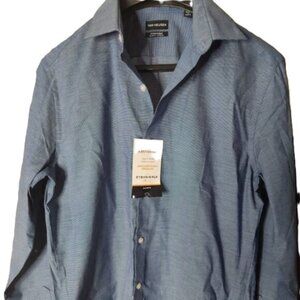 Van Heusen Stain Shield Button Up Slim Fit Dress Shirt Blue Size Medium